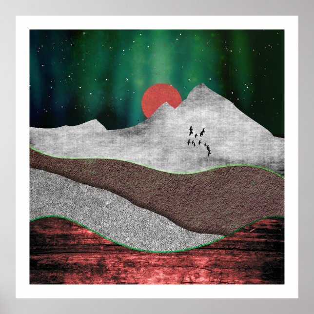 Mountain Northern Lights Poster (Vorne)