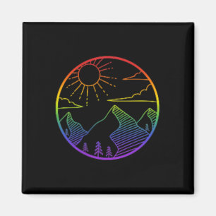 Mountain Outdoors Subtle Pride Logo Wandern Sonnen Magnet