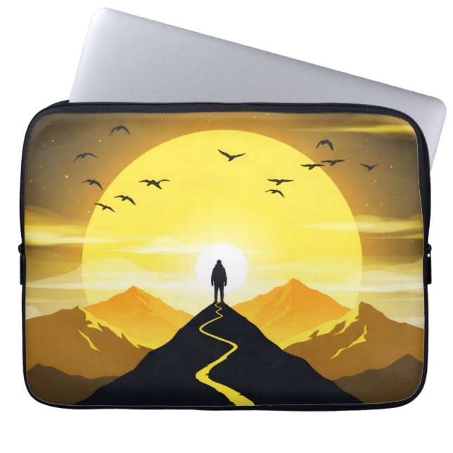 Mountain Peak Silhouette with a winding. Pedestal Laptopschutzhülle (Vorderseite)