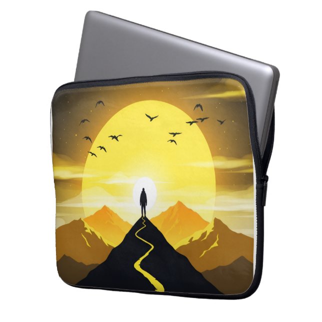 Mountain Peak Silhouette with a winding. Pedestal Laptopschutzhülle (Vorderseite Links)