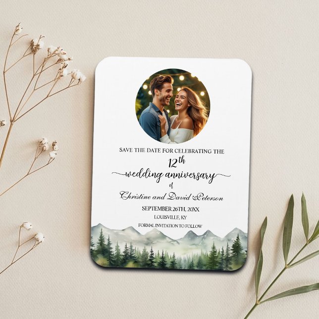 Mountain Pine 12 Hochzeitstag Save the Date Magnet (Von Creator hochgeladen)