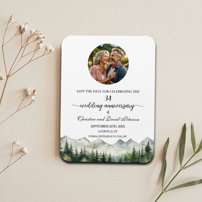 Mountain Pine 34 Hochzeitstag Save the Date Magnet (Von Creator hochgeladen)
