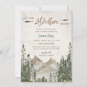 Mountain Pine Baby Shower Grüne Natur Einladung