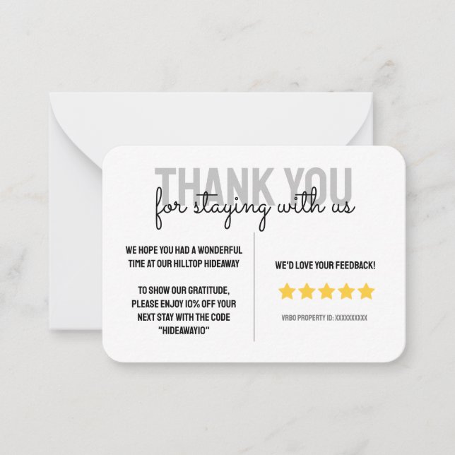 Mountain Pine Cabin Urlaub Vermietung Danke Karte (Vorderseite)