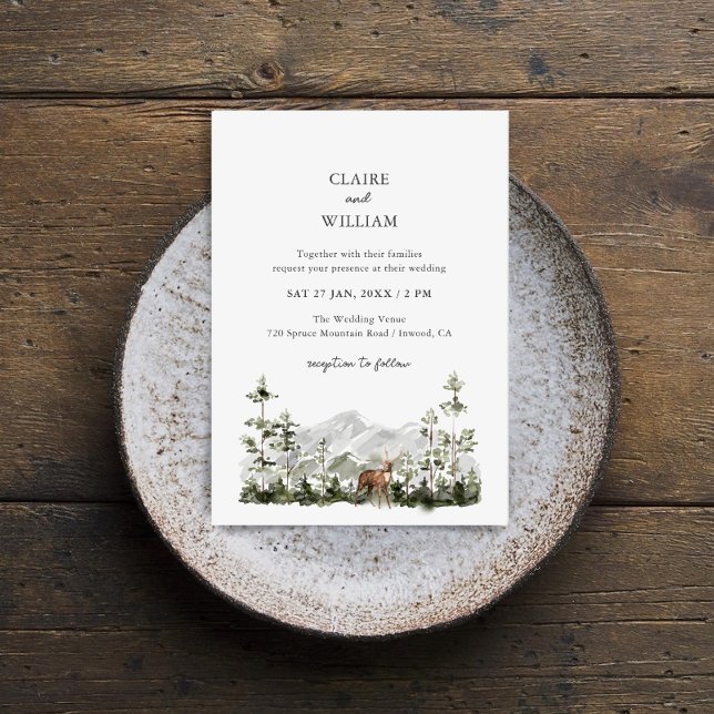 Mountain Pine Forest Wedding Invitation Einladung (Von Creator hochgeladen)