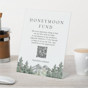 Mountain Pine Tree Wedding Honeymoon Fund Sockelschild