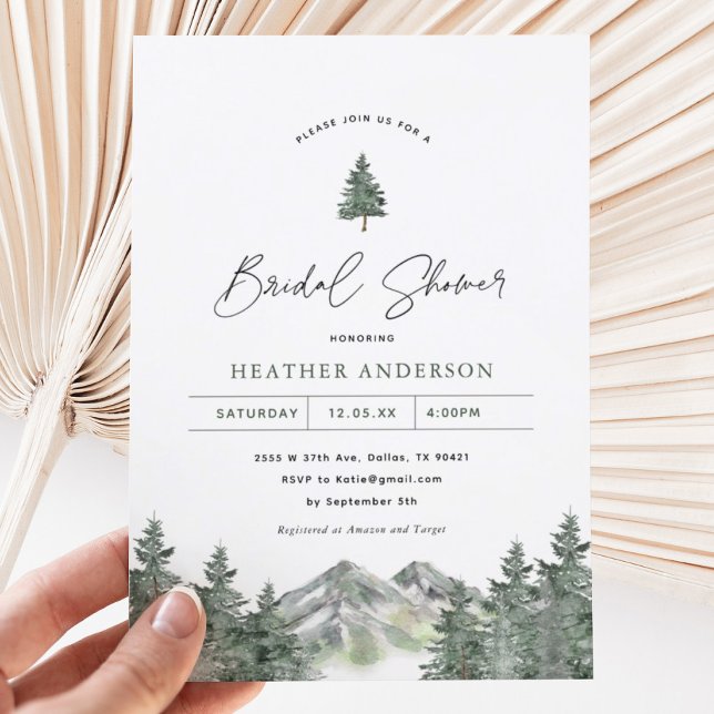 Mountain Pine Winter Bridal Dusche Einladung (Von Creator hochgeladen)