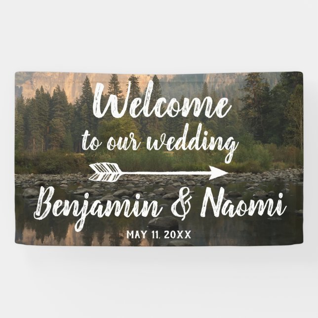 Mountain Reflection Wedding Willkommensbanner Banner (Horizontal)
