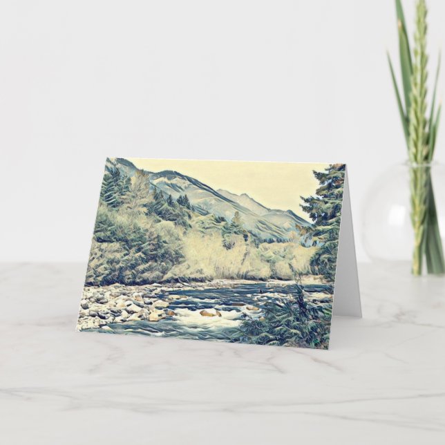 Mountain River - Blank Greeting Card Dankeskarte (Vorderseite)