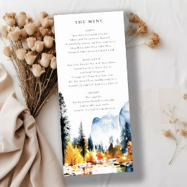 Mountain River Fall Landscape Wedding Menu Card Einladung