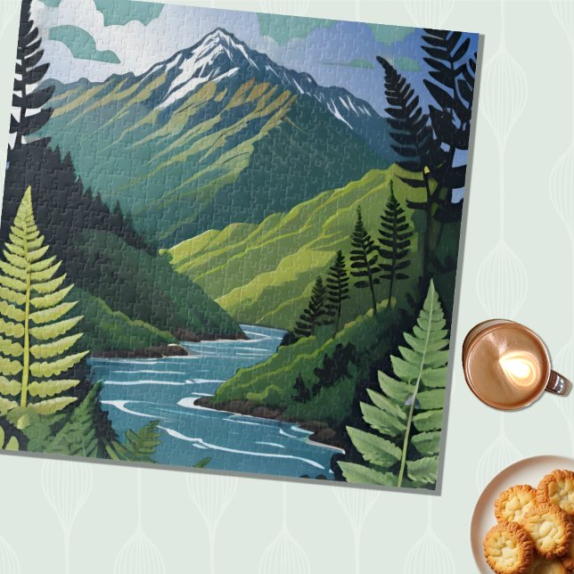 Mountain, River, Ferns of New Zealand Puzzle (Von Creator hochgeladen)