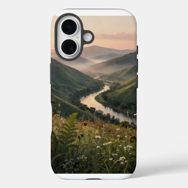 Mountain River Landschaft Kunst Druck iPhone 16 Hü Case-Mate iPhone Hülle (Rückseite)