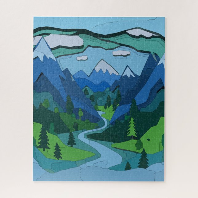 Mountain River Valley Cutout Puzzle (Vertikal)