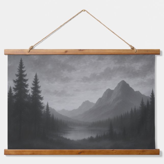Mountain Scape Tapestry Wandteppich Mit Holzrahmen (Vorne)