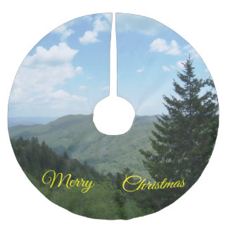 Mountain Scene Christmas Tree Skirt Polyester Weihnachtsbaumdecke