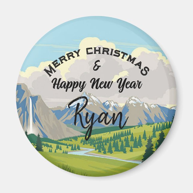 Mountain Scene Country Add a Name Magnet (Vorne)