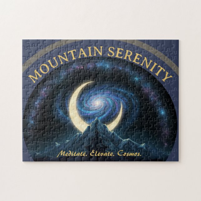 Mountain Serenity Cosmic Meditation, Crescent Moon Puzzle (Horizontal)