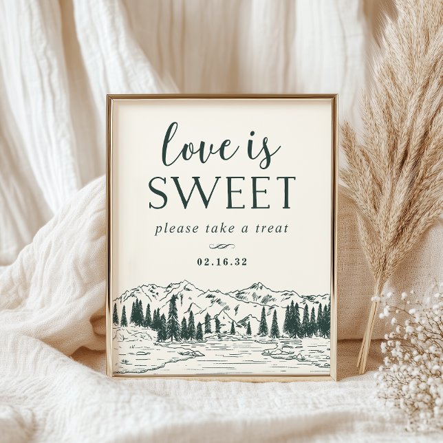 Mountain Sketch Wedding Dessert Table Sign Poster (Von Creator hochgeladen)