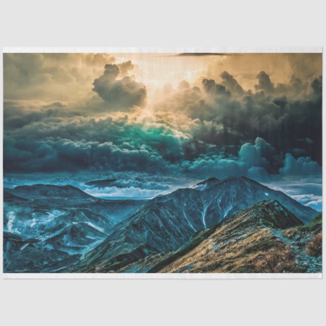 Mountain Sky Wolken Entdecken Tissue Paper Seidenpapier (Vorderseite)
