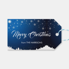 Mountain Snowy Night Frohe Weihnachten Geschenkanhänger