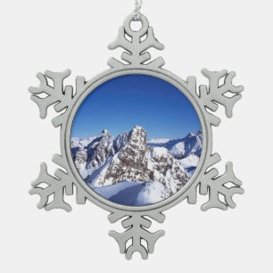 Mountain St Anton Austria Holiday Card Poster Pho Schneeflocken Zinn-Ornament