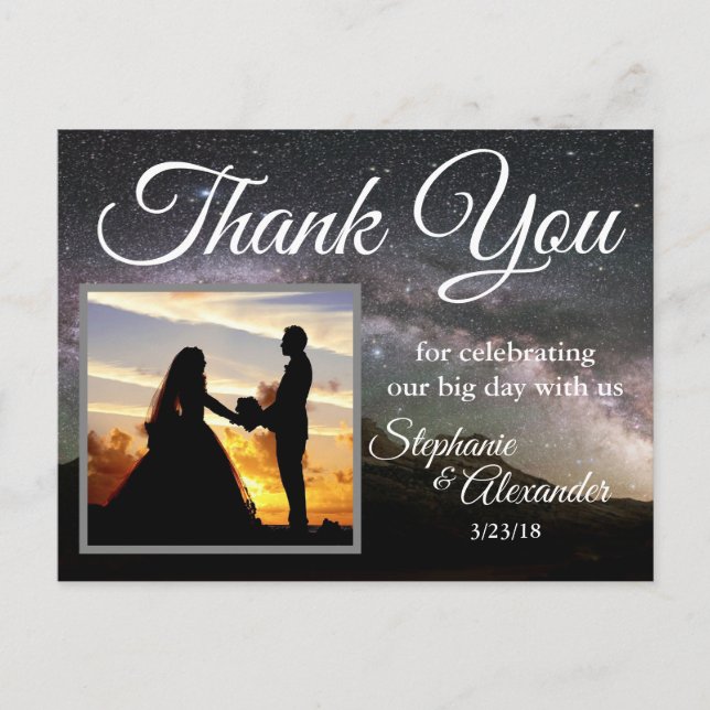Mountain Stars Wedding Danke Postkarte (Vorderseite)