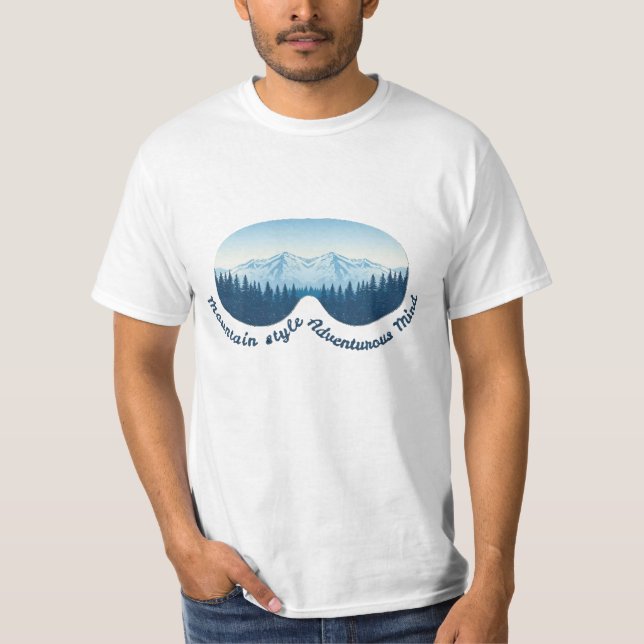 Mountain Style, Adventurous Mind: Ski Goggle T-Shirt (Vorderseite)