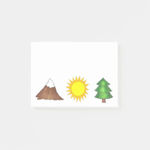 Mountain Sun Tree Camping Wandern Post-it Klebezettel