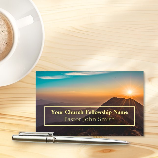 Mountain Sunrise Church Pasta machen Visitenkarte (Mountain Sunrise Church Pastor Business Cards)