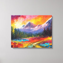 Mountain Sunrise Colorful Impressionistische Kunst Leinwanddruck
