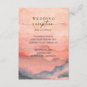 Mountain Sunset Coral Hochzeit Rustikaler Empfang Begleitkarte