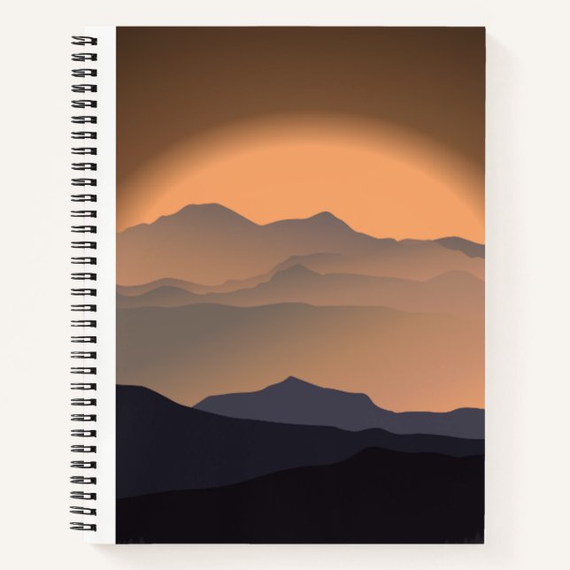 Mountain Sunset Minimalistisch Notebook Notizbuch (Vorderseite)