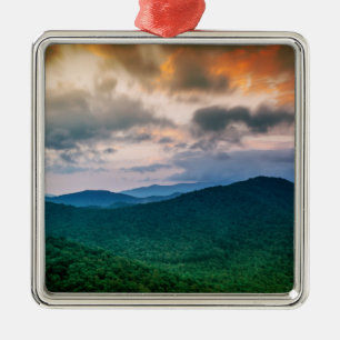 Mountain Sunset Silbernes Ornament