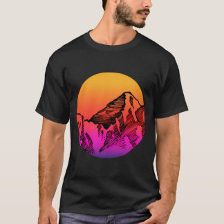 Mountain Sunset Silhouette Stift Art T-Shirt