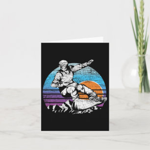 Mountain Sunset Snowboarden Wintersport Retro S Karte