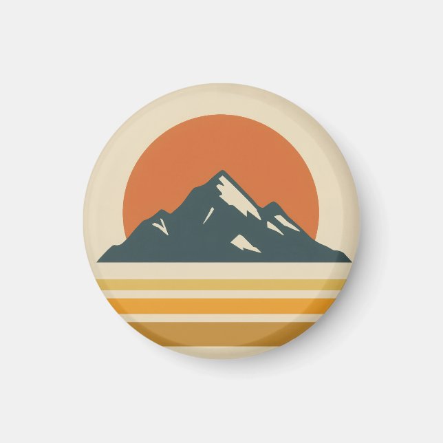 Mountain Sunset Vintage Magnet (Vorne)
