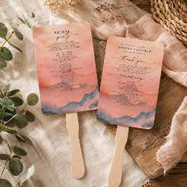 Mountain Sunset Watercolor Hochzeit rustikal Fächer