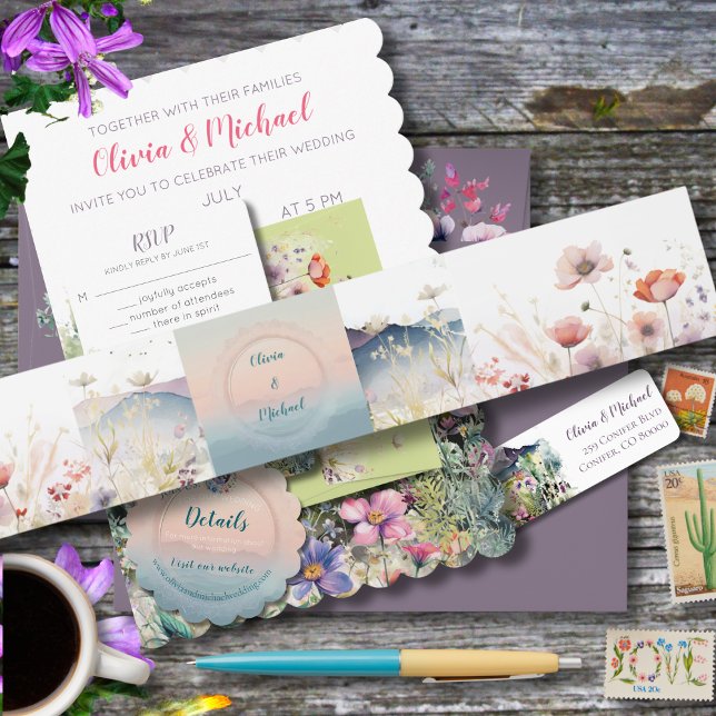 Mountain Thyme Wildblume Wedding Einladungsbanderole (Von Creator hochgeladen)