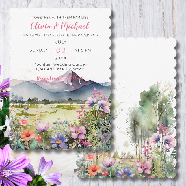 Mountain Thyme Wildflower Wedding Invitation Einladung (Von Creator hochgeladen)