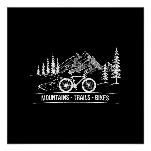 Mountain Trail Bikes - Radfahrer Rad fahren Poster (Vorderseite)
