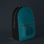 Mountain Trail Humor  black blue Backpack Bedruckter Rucksack<br><div class="desc">Hey! Want a backpack that's as amazing as you? Check out this super cool black hiking backpack! The bright orange side panels give it a fun, vibrant look, and the front pocket features an adorable mountain design with the saying "Mountains Heard Everything" – how cute is that? Seriously, this backpack...</div>