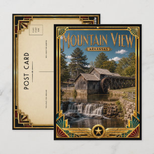 Mountain View Arkansas Vintage Art Deco Golden Age Postkarte