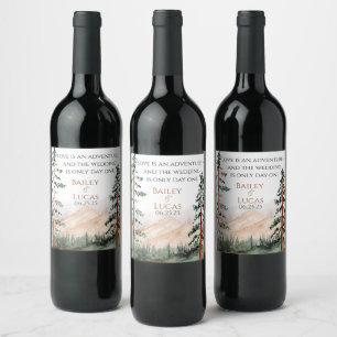 Mountain View Wedding Wine Labels Weinetikett