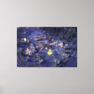 Mountain Village Weihnachten Canvas Print Leinwanddruck