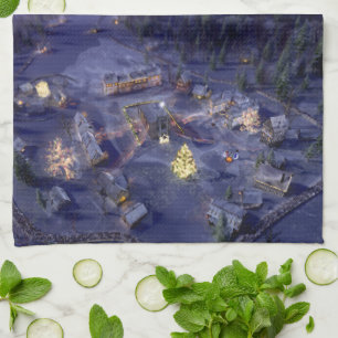 Mountain Village Weihnachts Küche Handtuch