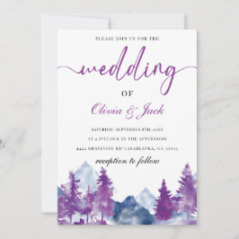 Mountain Watercolor Elegante Rustikale Hochzeit Einladung