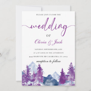 Mountain Watercolor Elegante Rustikale Hochzeit Einladung