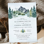 Mountain Watercolor Elegante Rustikale Hochzeit Einladung<br><div class="desc">Das Design besticht durch eine elegante Aquarelllandschaft mit moderner Textgestaltung.</div>