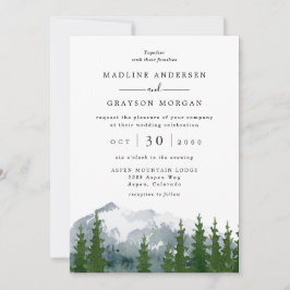 Mountain Watercolor Rustic Pine Tree Wedding Invi Einladung
