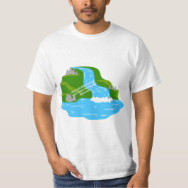 Mountain Waterfall Art – Peaceful Nature  T-Shirt
